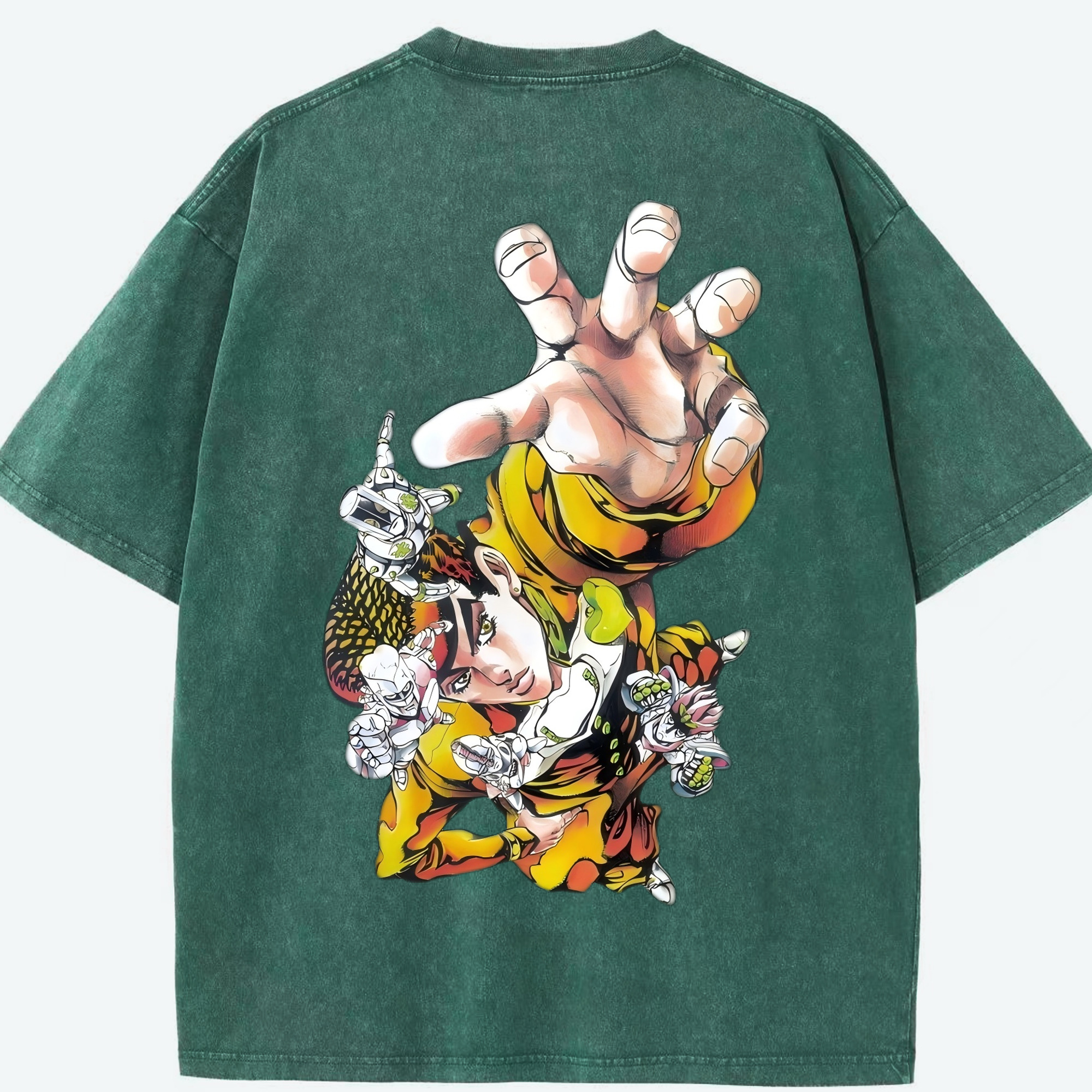 （画像用） ジョジョの奇妙な冒険 ひがしかた じょうすけ JoJo's Bizarre Adventure Higashikata Josuke 綿100% ヴィンテージ風 半袖Tシャツ（背面プリント）